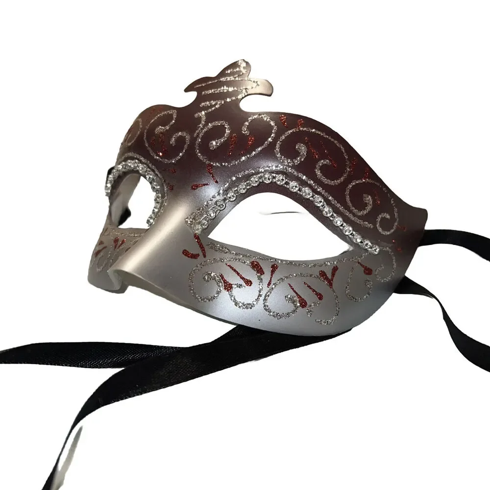 Masquerade Ball Mask Classic Venetian Halloween Party Theater Women Red Silver